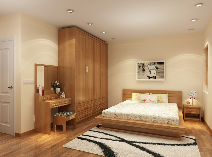 Thiết kế nội thất phòng ngủ biệt thự đẹp với gỗ tự nhiên