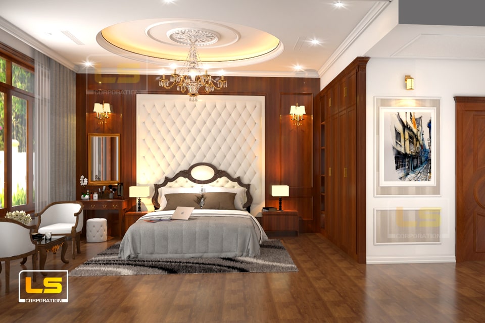 Thiết kế nội thất phòng ngủ biệt thự cổ điển